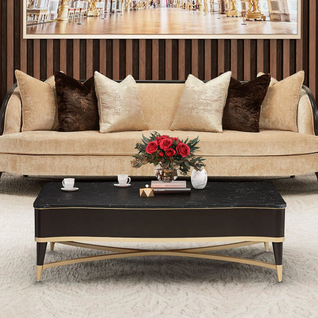 Michael Amini Malibu Crest Crotch Mahogany Rectangular Cocktail Table - Image 2
