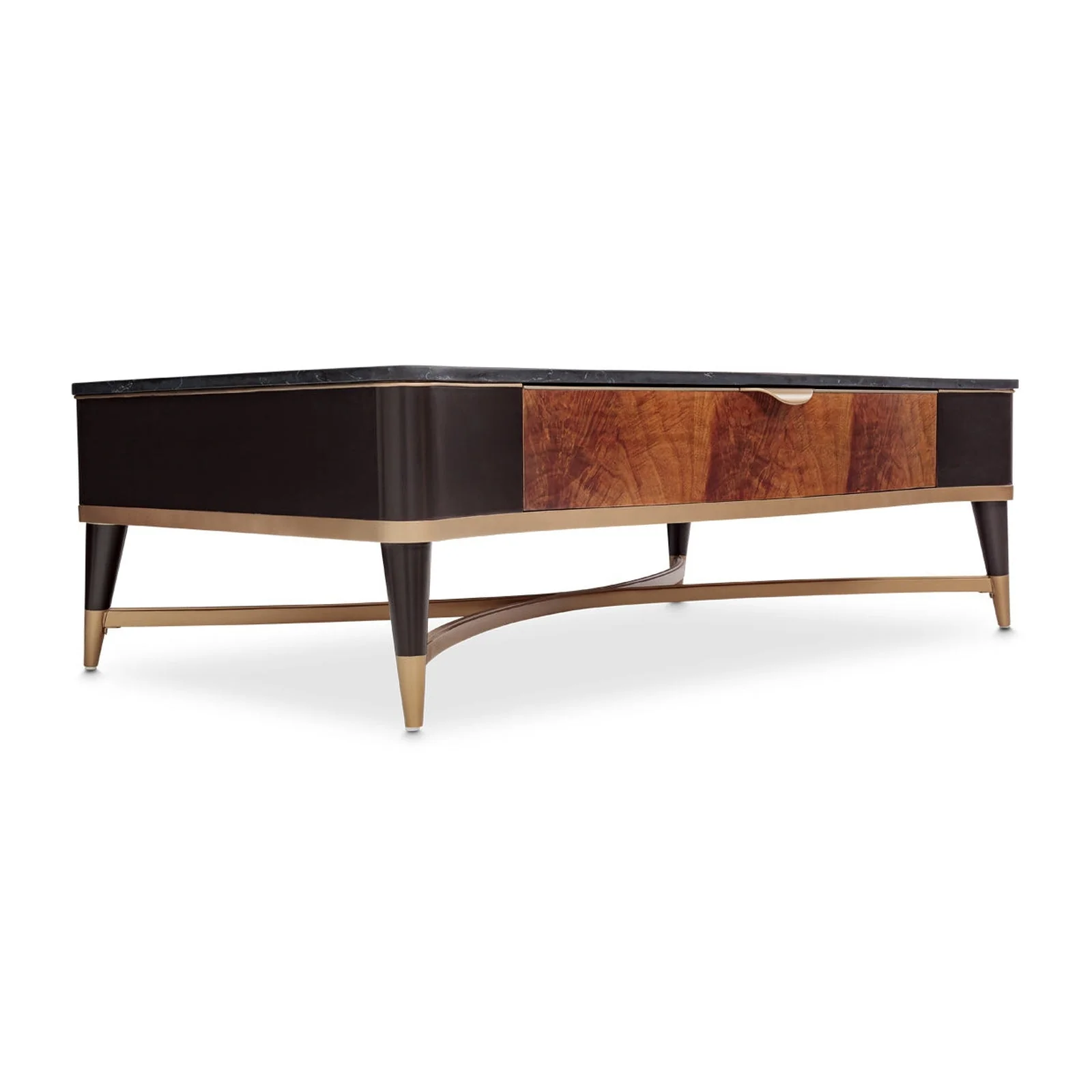 Michael Amini Malibu Crest Crotch Mahogany Rectangular Cocktail Table - Image 4