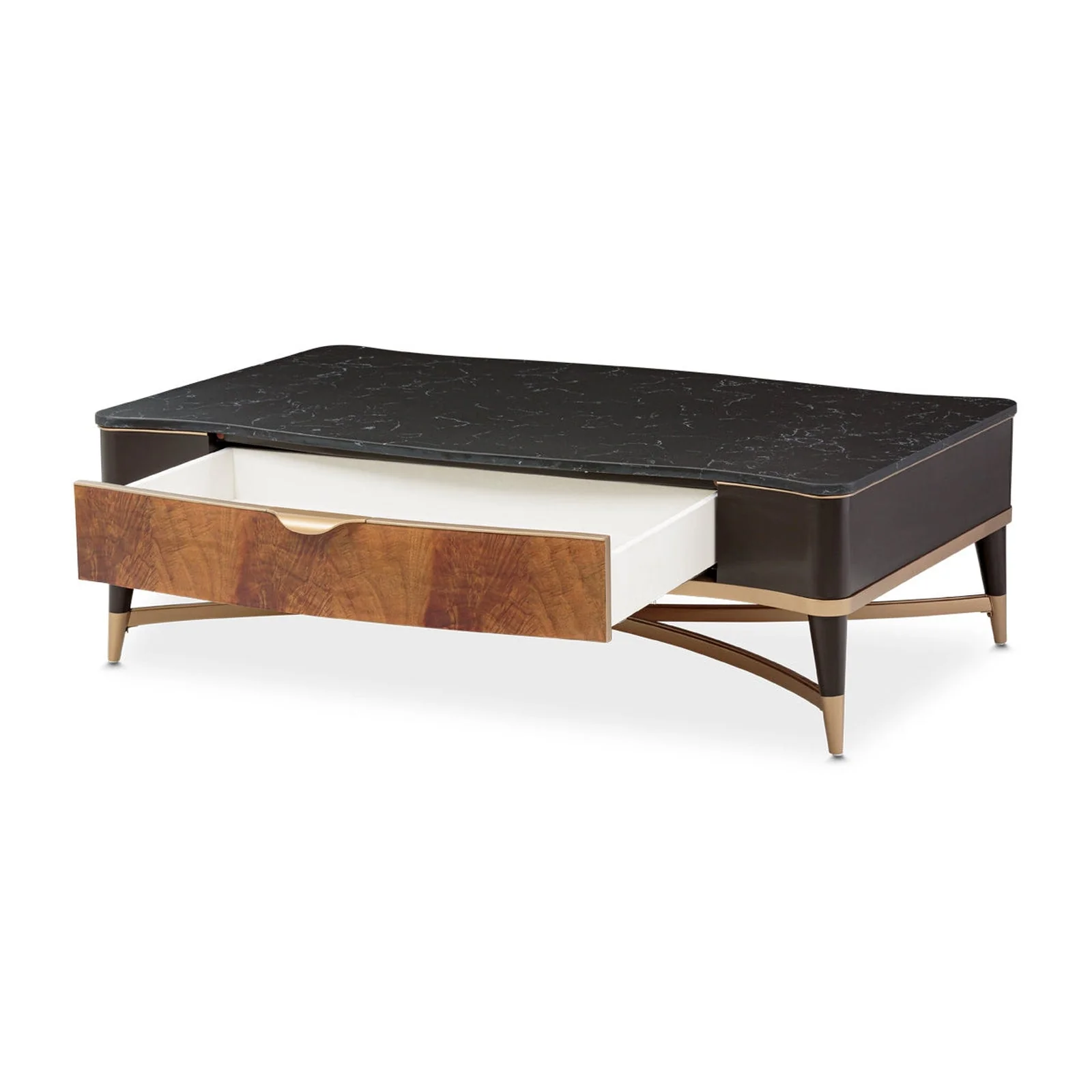 Michael Amini Malibu Crest Crotch Mahogany Rectangular Cocktail Table - Image 8