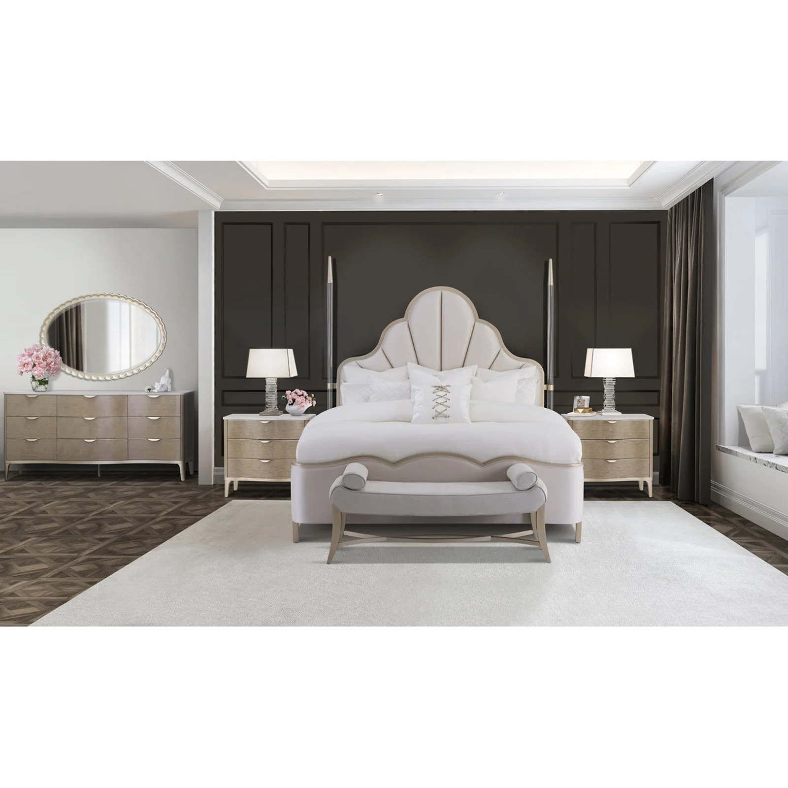 Michael Amini Malibu Crest Scalloped Poster Bed - Image 3