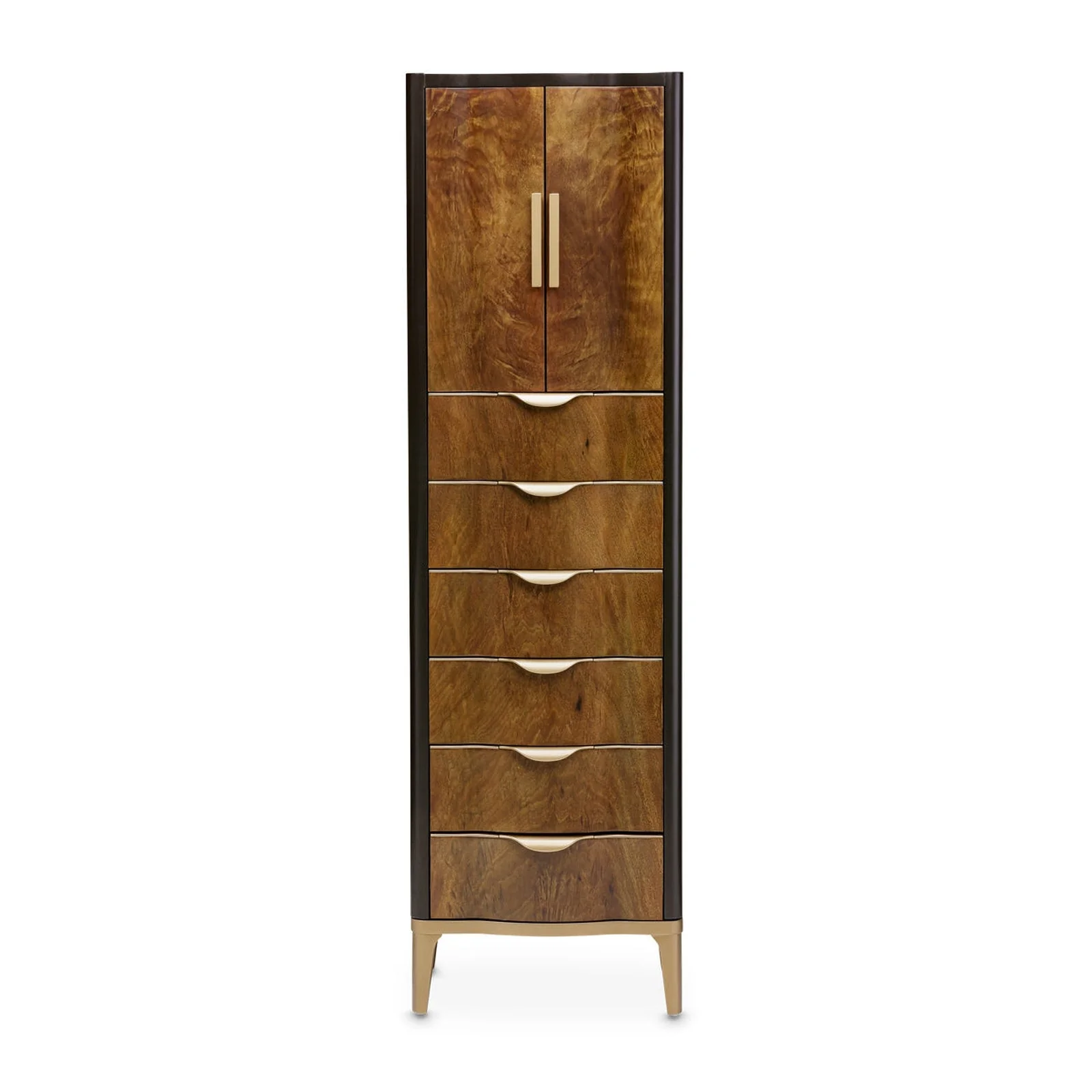 Michael Amini Malibu Crest Crotch Mahogany Swivel Lingerie Chest Armoire - Image 3