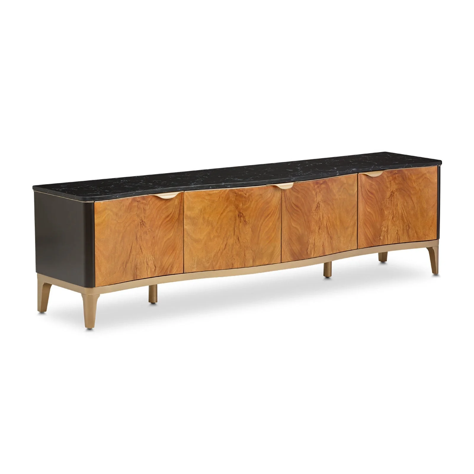 Michael Amini Malibu Crest Crotch Mahogany TV Console Media Cabinet - Image 4