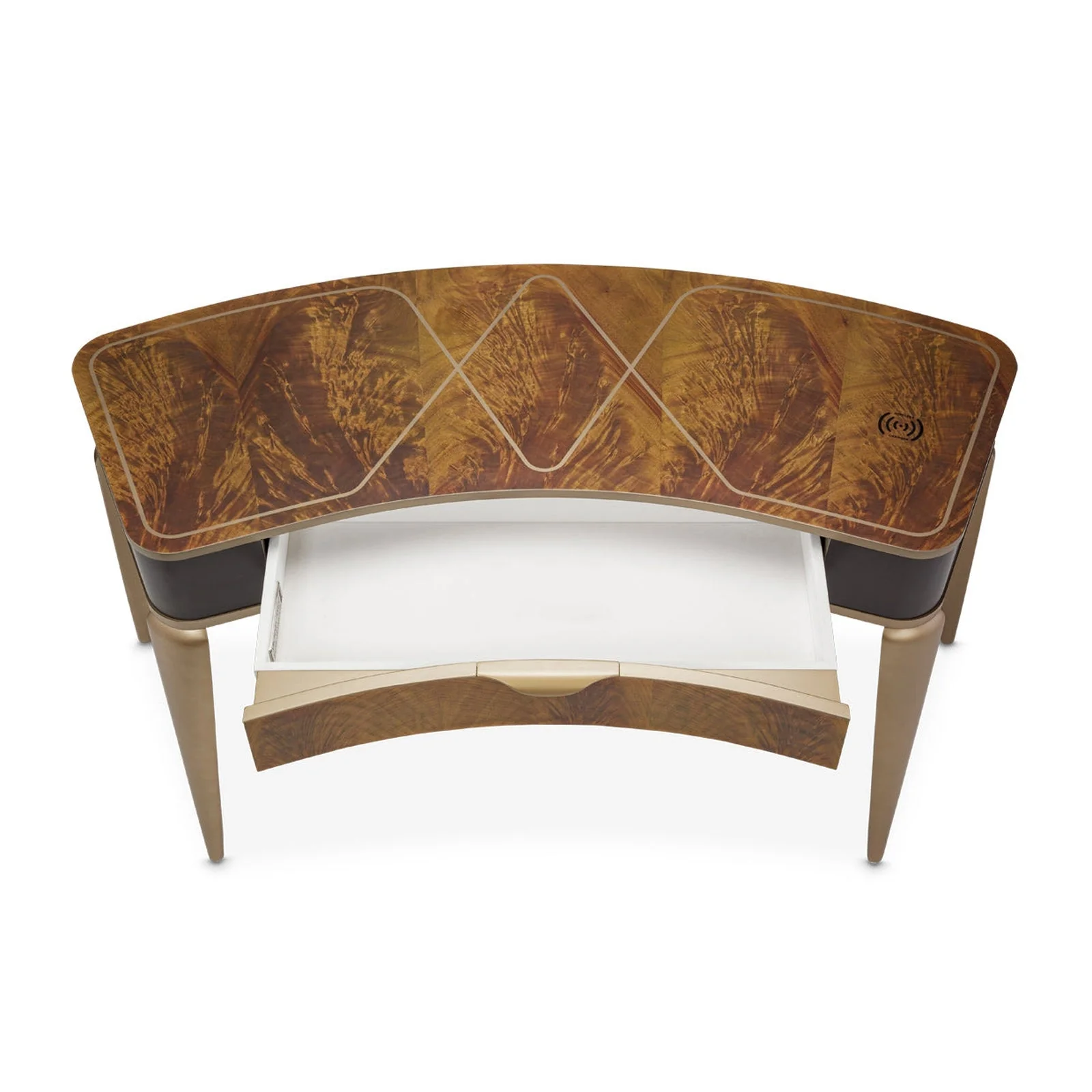 Michael Amini Malibu Crest Crotch Mahogany Vanity/Writing Desk - Image 8