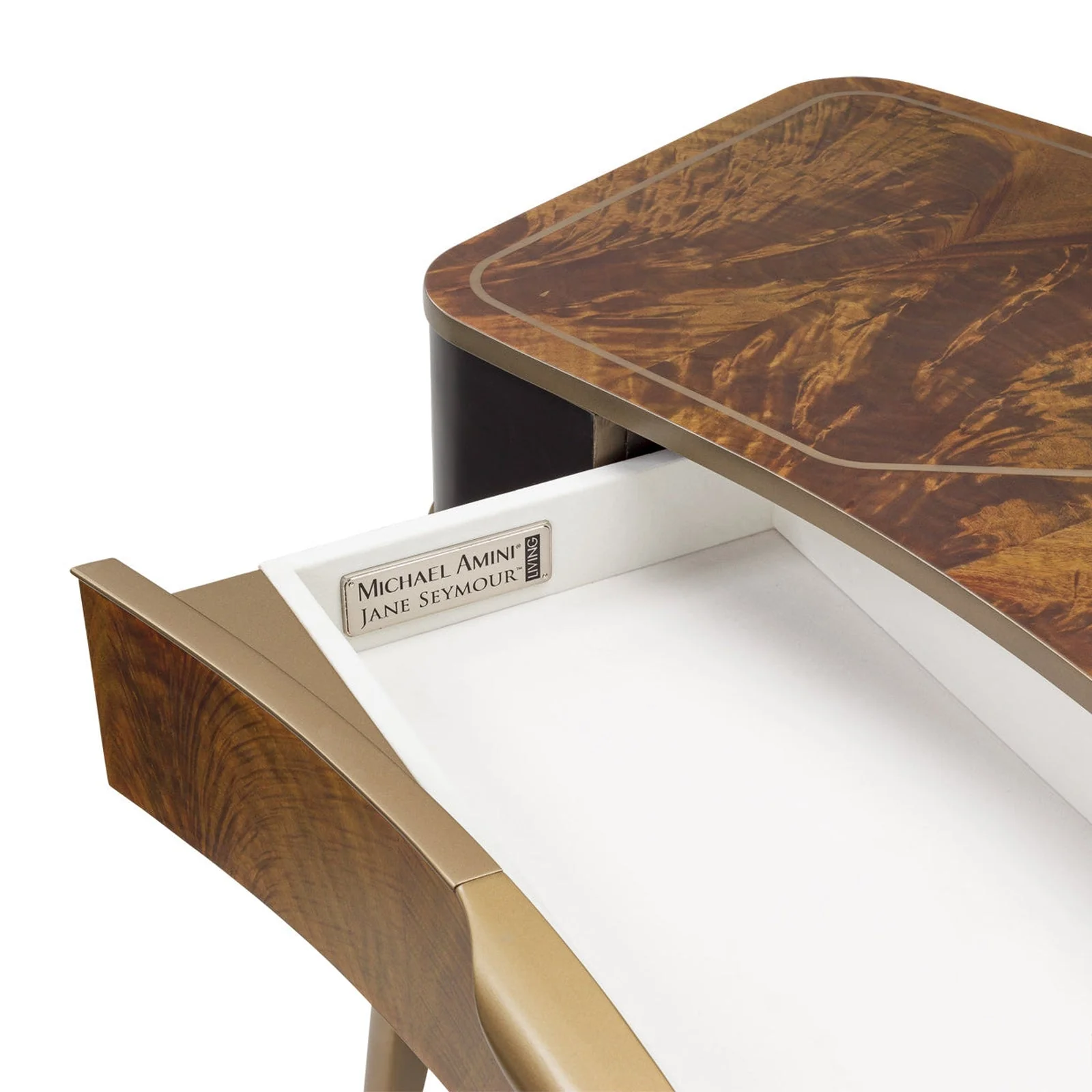 Michael Amini Malibu Crest Crotch Mahogany Vanity/Writing Desk - Image 9