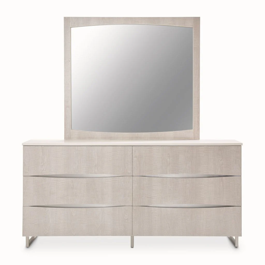 Michael Amini Marin Dresser with Mirror Set - Greige - Image 12