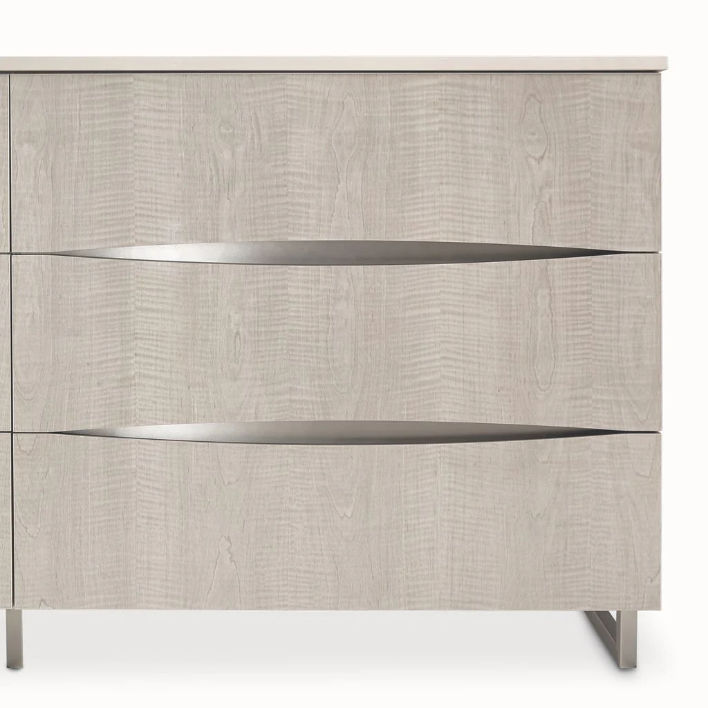 Michael Amini Marin Dresser with Mirror Set - Greige - Image 6