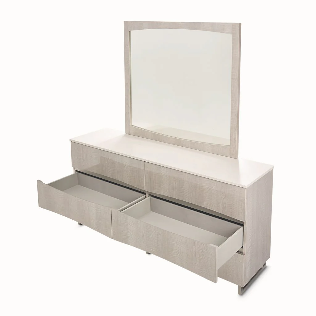 Michael Amini Marin Dresser with Mirror Set - Greige - Image 8