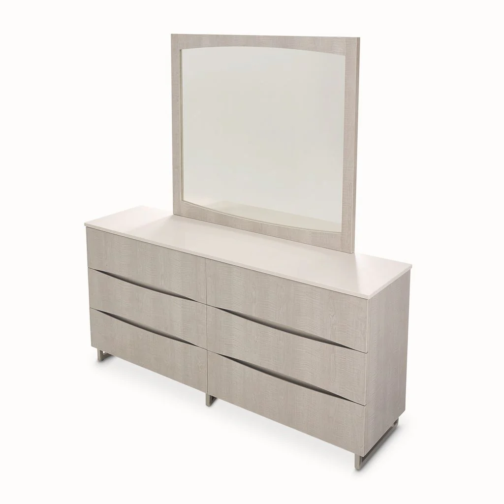 Michael Amini Marin Dresser with Mirror Set - Greige - Image 9