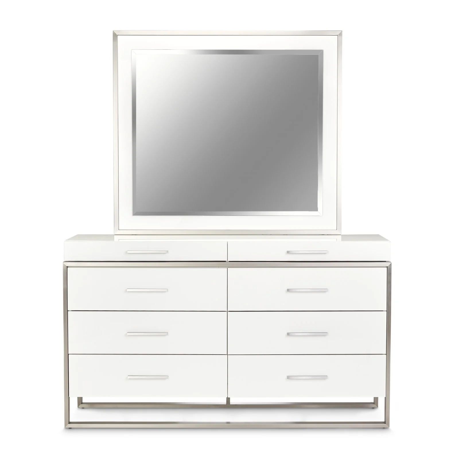 Michael Amini Marquee Dresser with Mirror - Cloud White - Image 2