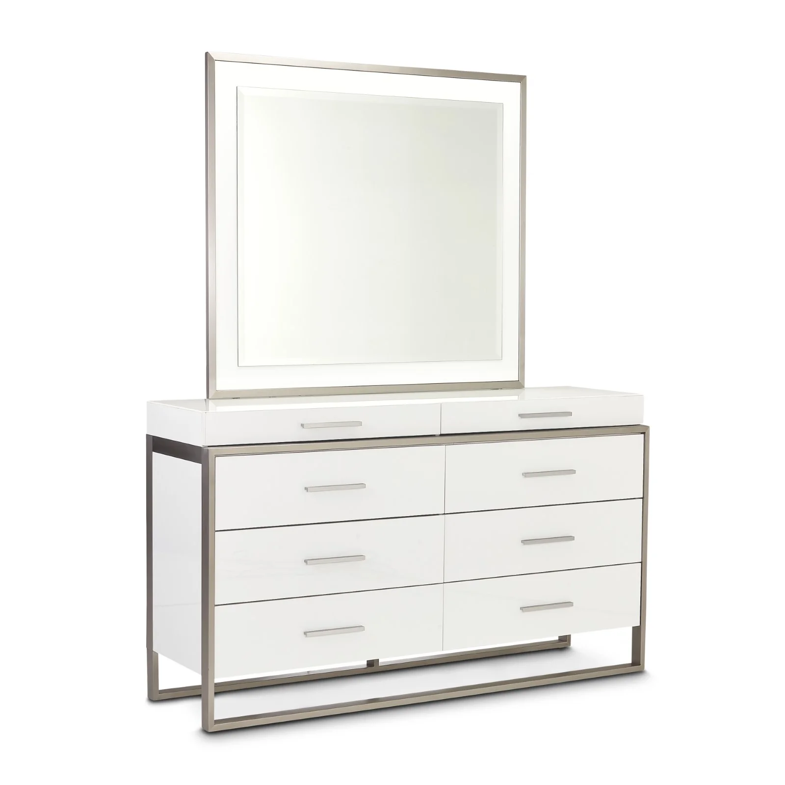 Michael Amini Marquee Dresser with Mirror - Cloud White - Image 3