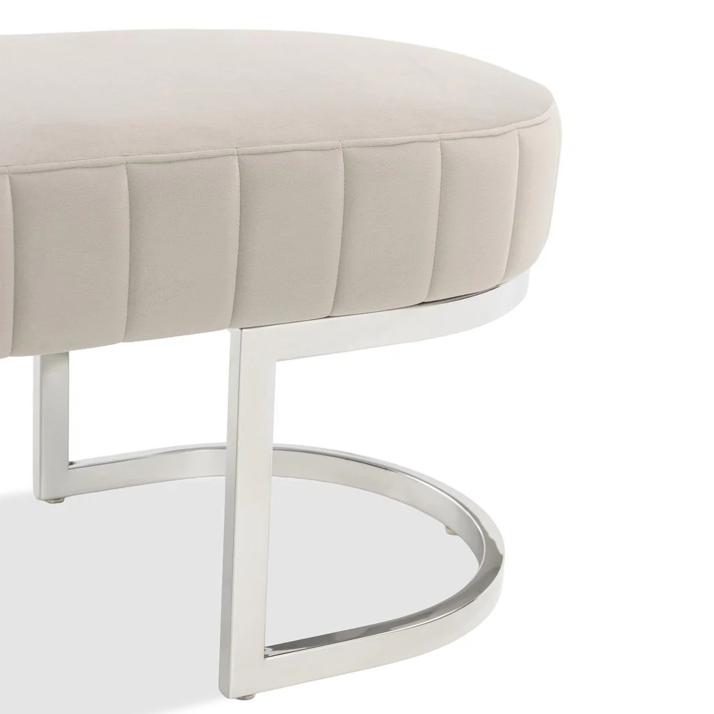 Michael Amini Orchid Velvet Accent Bench - Gray/Chrome - Image 5