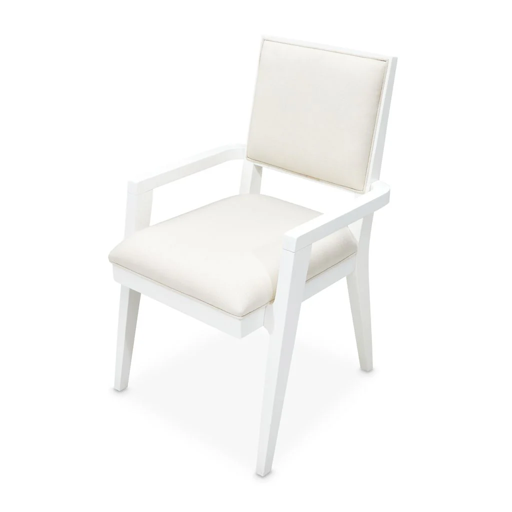 Michael Amini Palm Gate Arm Chair - Cloud White - Set of 2 - Image 4