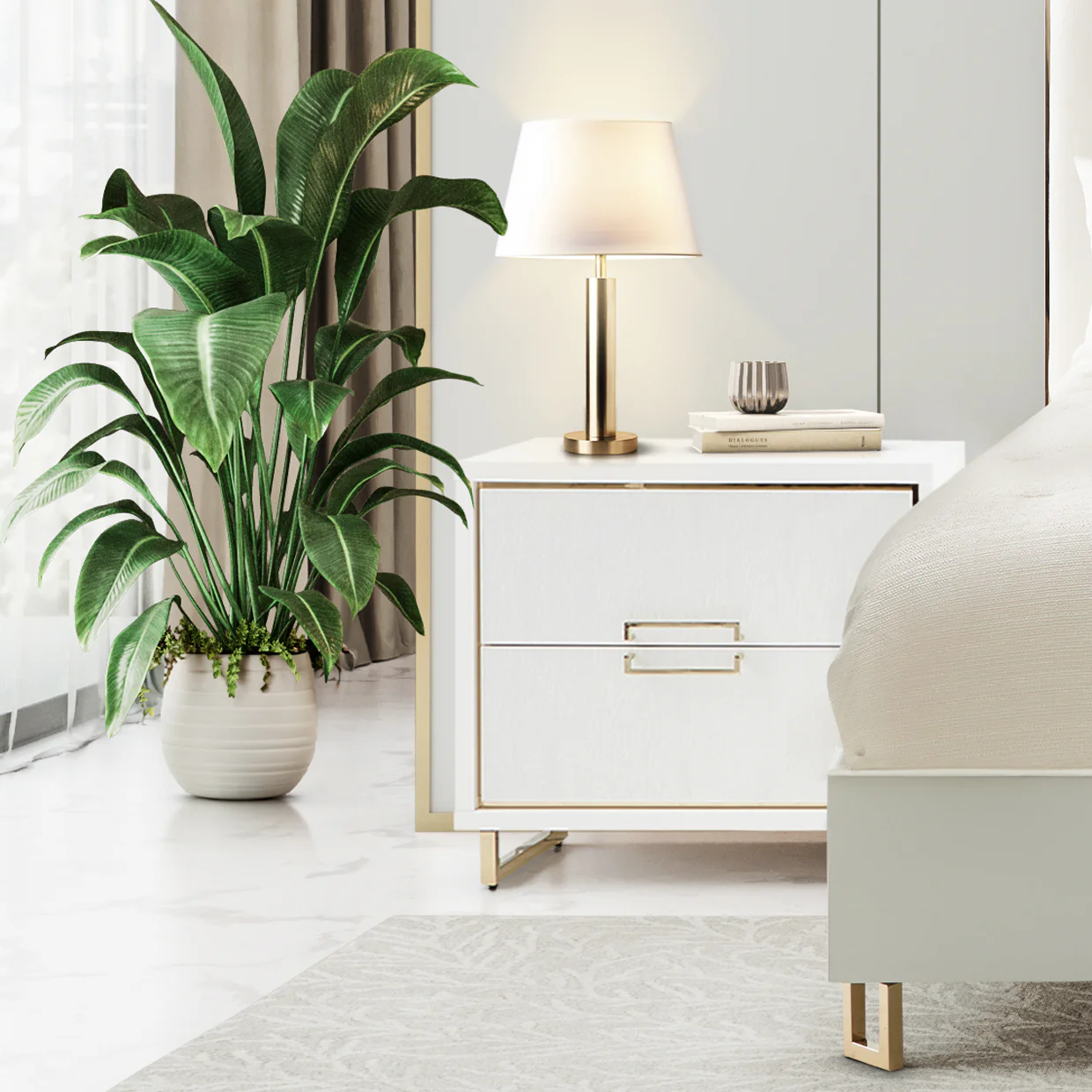 Michael Amini Palm Gate Nightstand Cloud White - Image 9