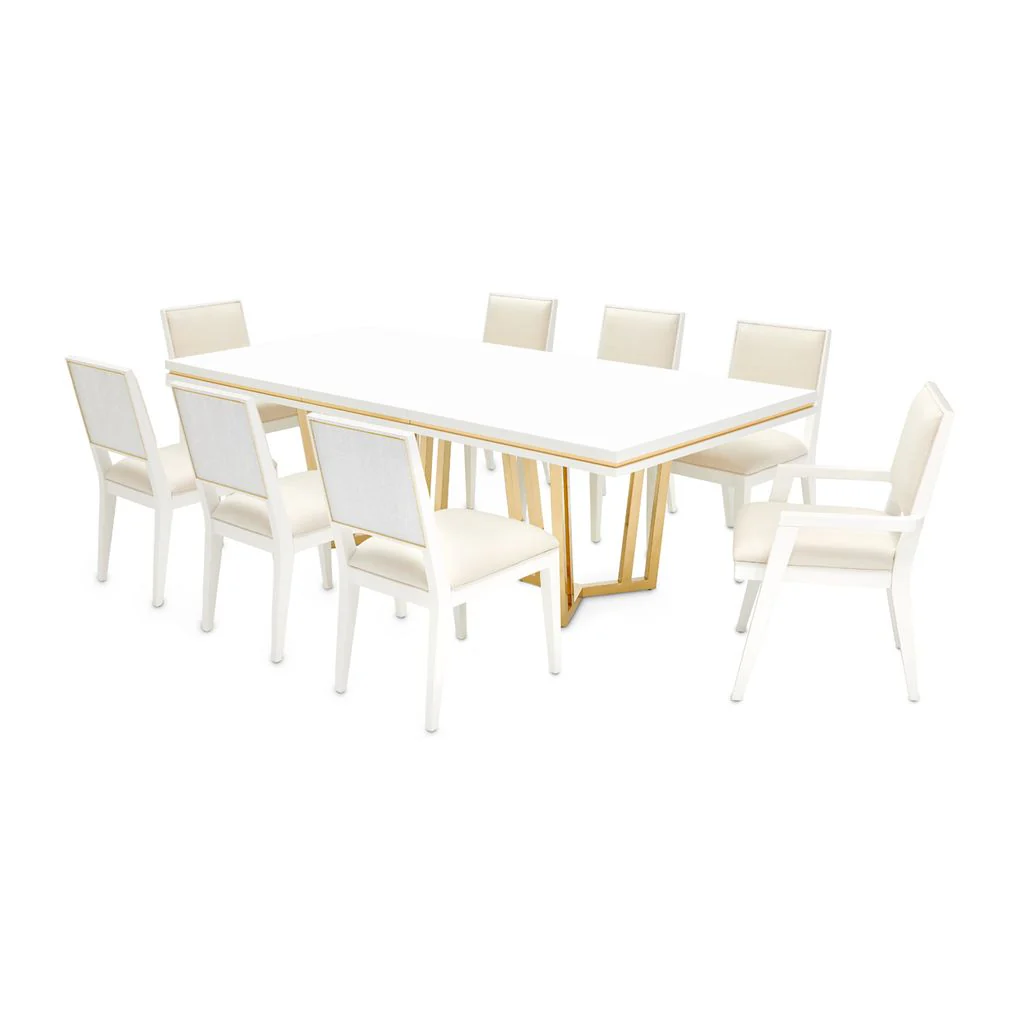 Michael Amini Palm Gate Rectangular Dining Table - Cloud White - Image 2