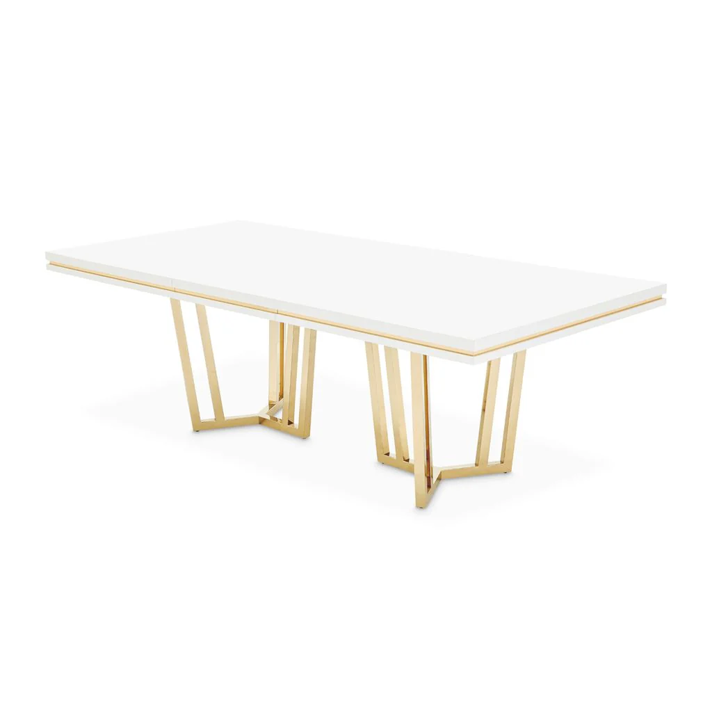 Michael Amini Palm Gate Rectangular Dining Table - Cloud White - Image 4
