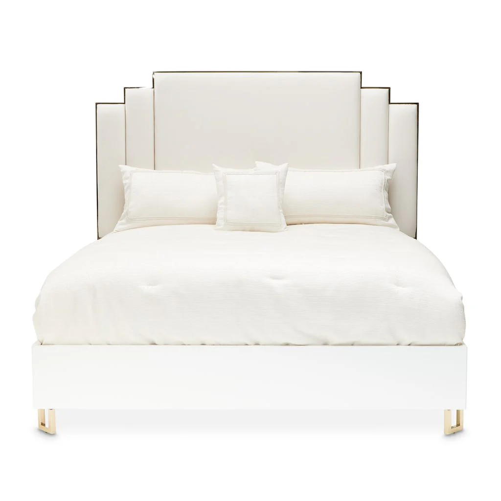 Michael Amini Palm Gate Upholstered Bed - Cloud White - Image 2