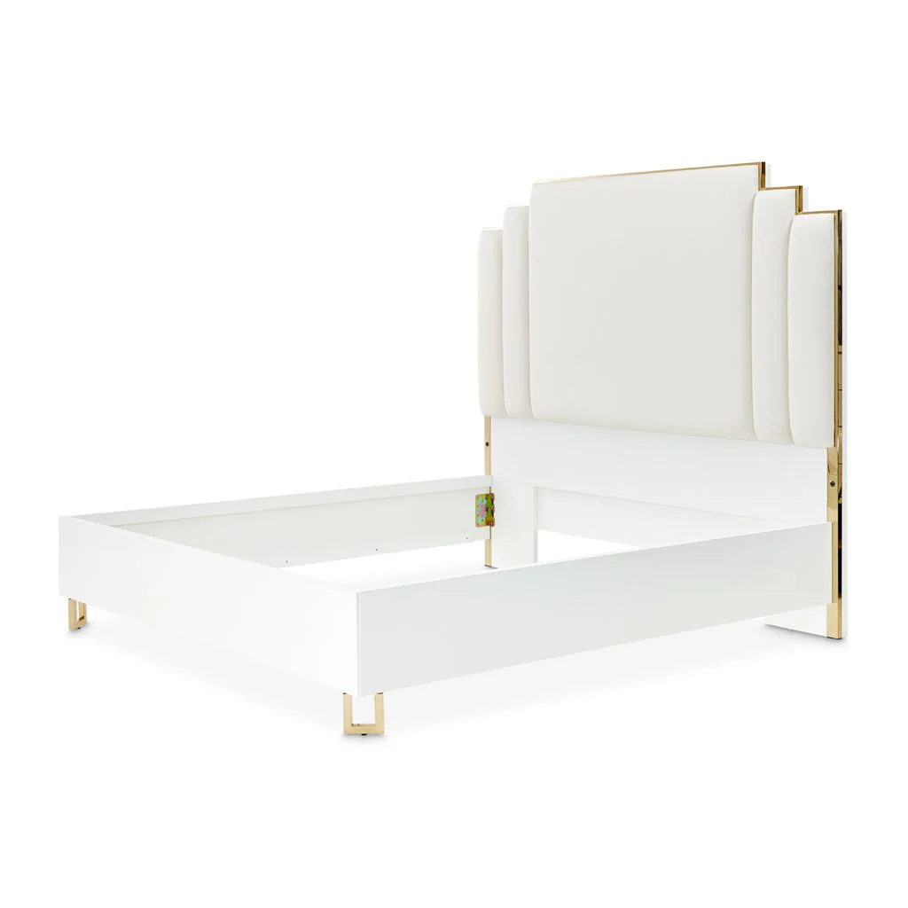 Michael Amini Palm Gate Upholstered Bed - Cloud White - Image 3