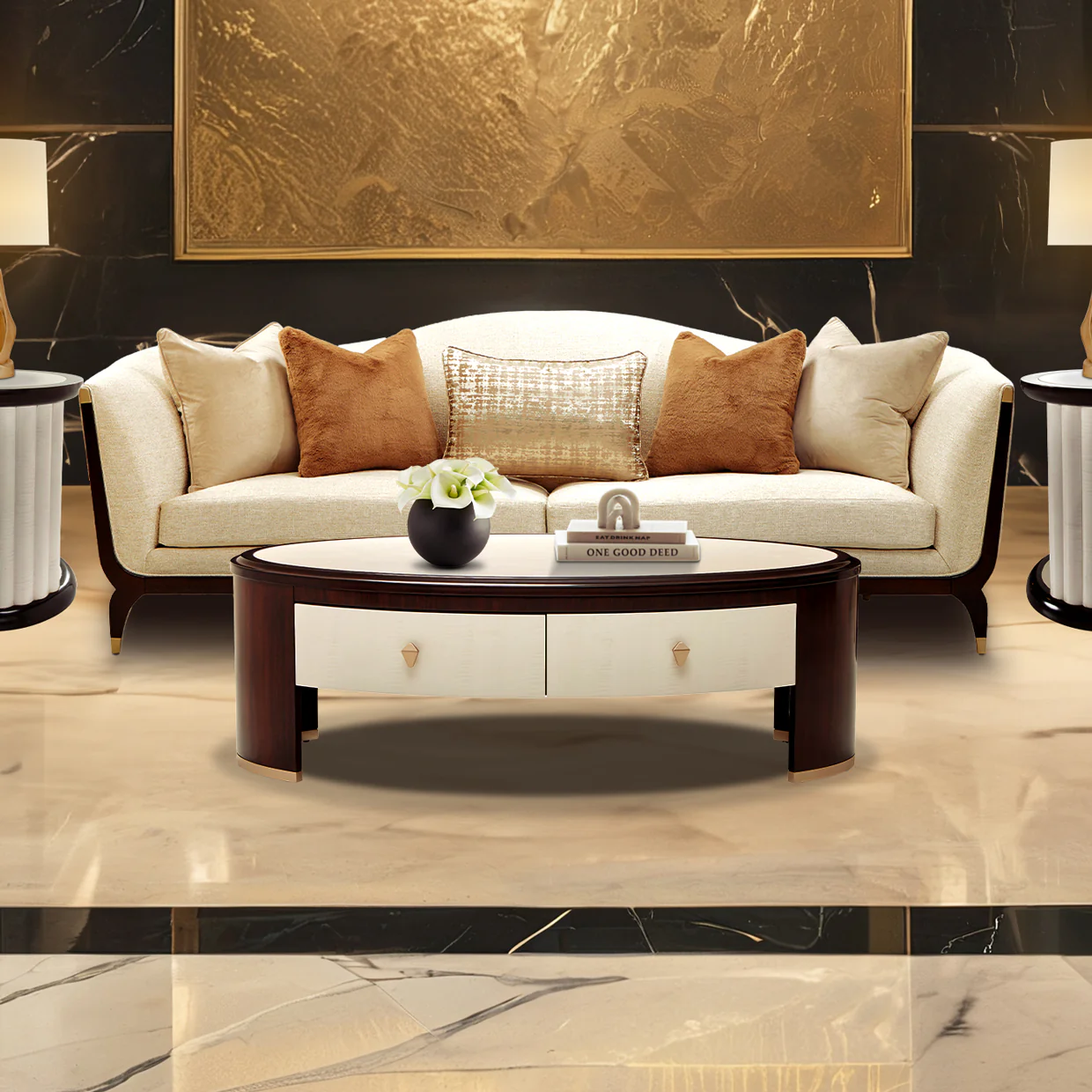 Michael Amini Paris Chic Oval Cocktail Table - Image 11