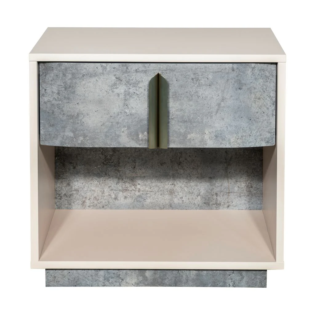 Michael Amini Pavira 1-Drawer Nightstand with LED Lights - Stone - Image 2
