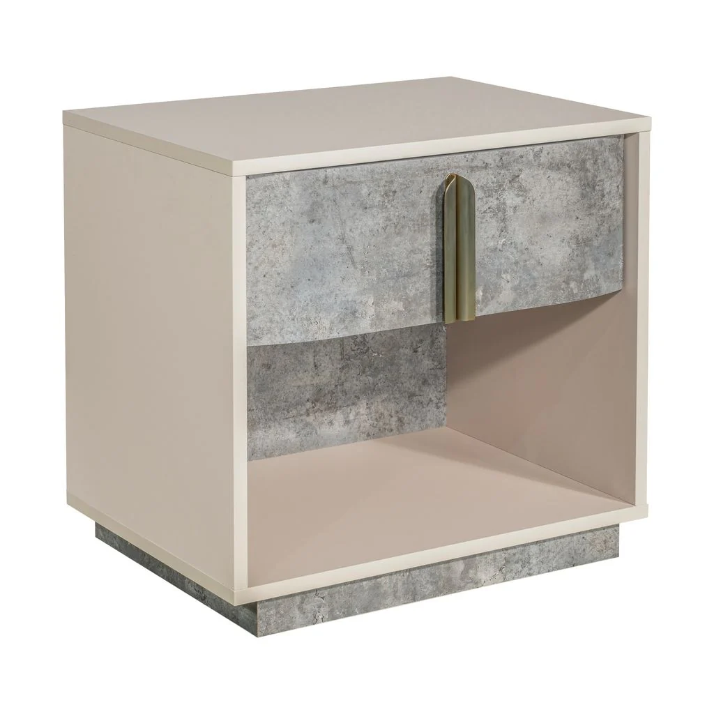 Michael Amini Pavira 1-Drawer Nightstand with LED Lights - Stone - Image 3