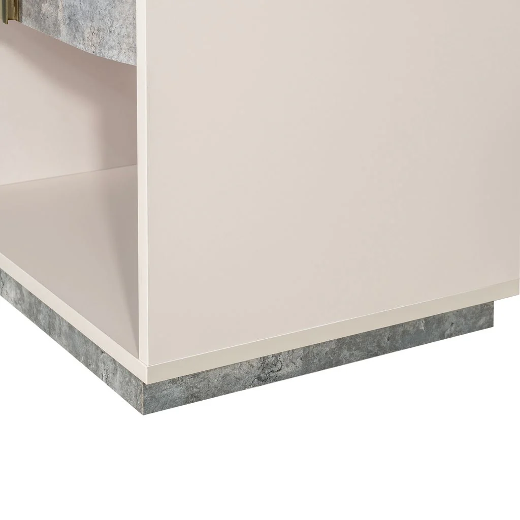 Michael Amini Pavira 1-Drawer Nightstand with LED Lights - Stone - Image 7