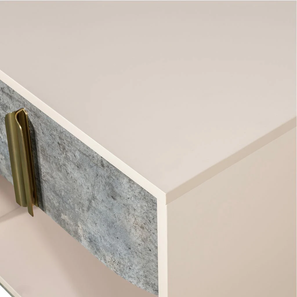 Michael Amini Pavira 1-Drawer Nightstand with LED Lights - Stone - Image 8