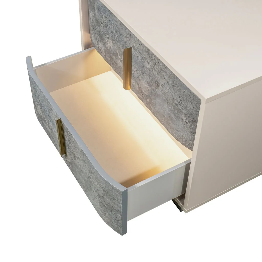 Michael Amini Pavira 2-Drawer Nightstand - Stone - Image 10