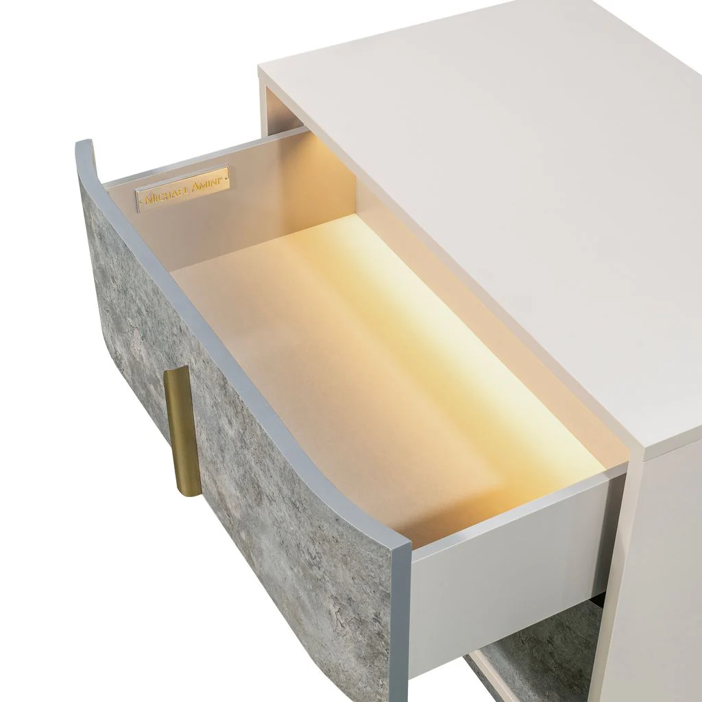 Michael Amini Pavira 2-Drawer Nightstand - Stone - Image 11