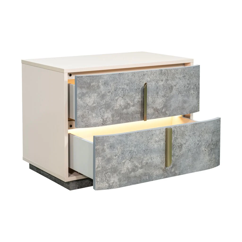 Michael Amini Pavira 2-Drawer Nightstand - Stone - Image 12