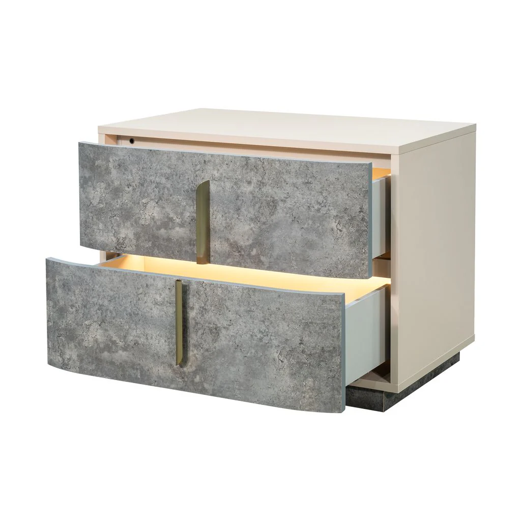 Michael Amini Pavira 2-Drawer Nightstand - Stone - Image 2