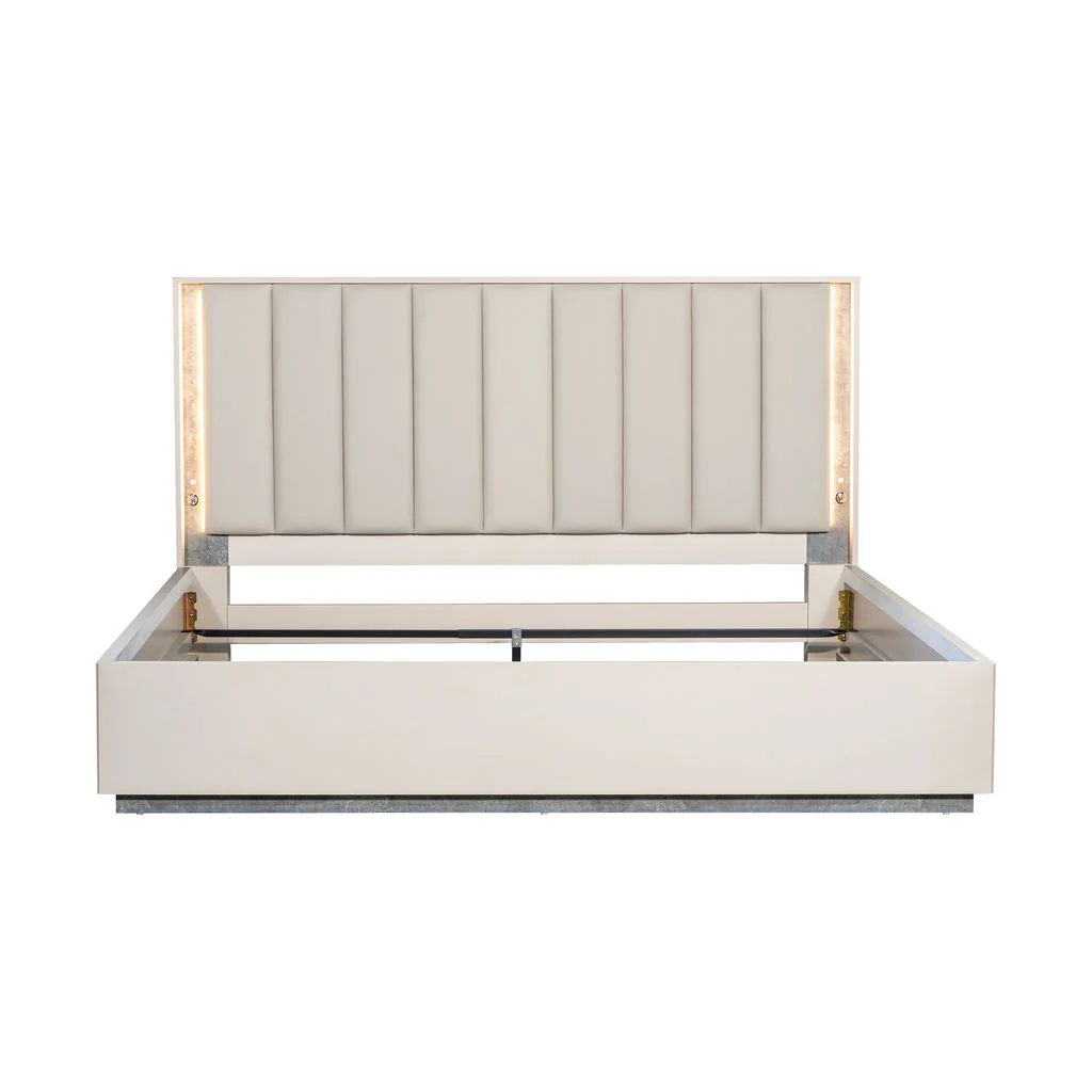 Michael Amini Pavira Bed with LED Lights - Stone - Image 4
