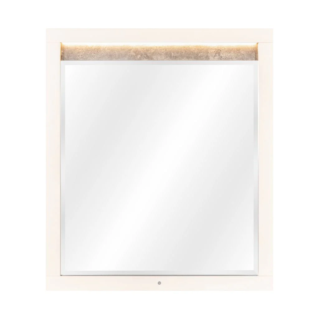 Michael Amini Pavira Dresser Mirror with LED Lights - Stone - Image 3