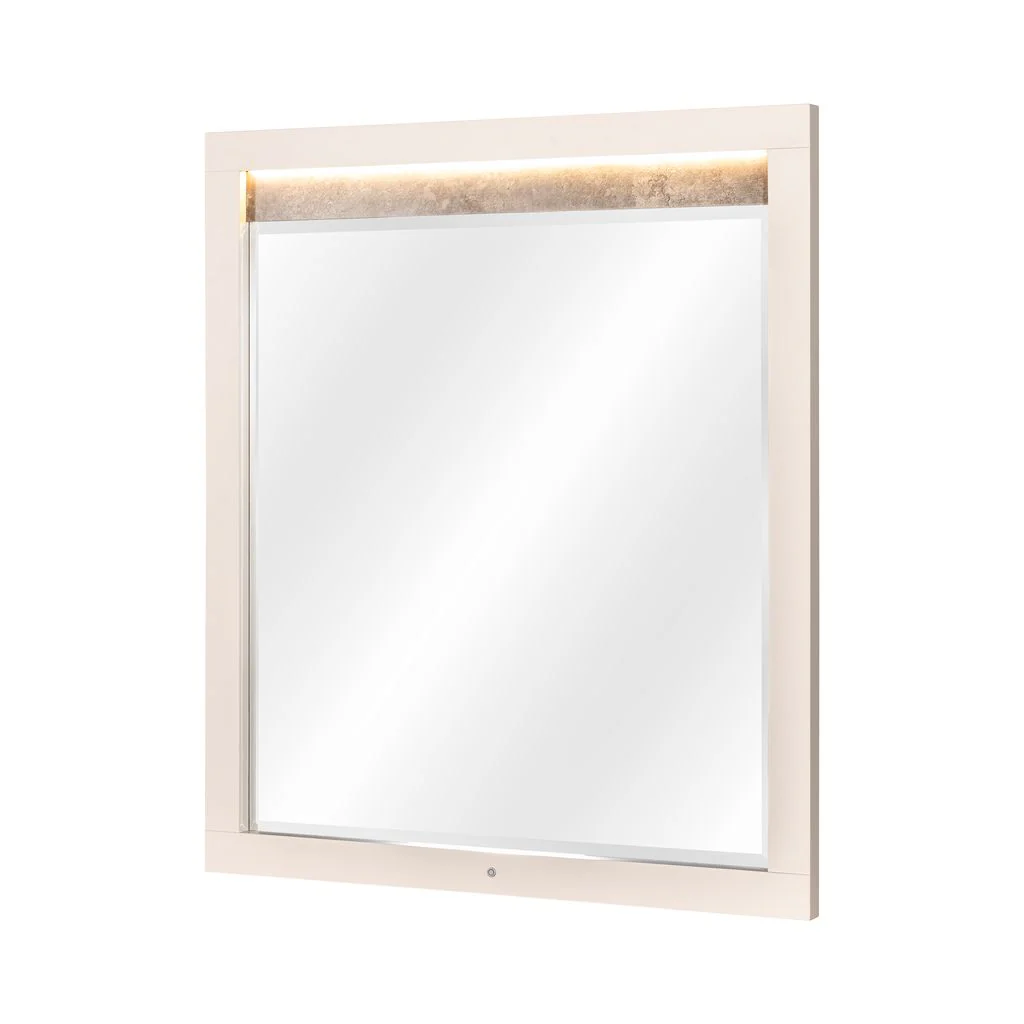 Michael Amini Pavira Dresser Mirror with LED Lights - Stone - Image 4