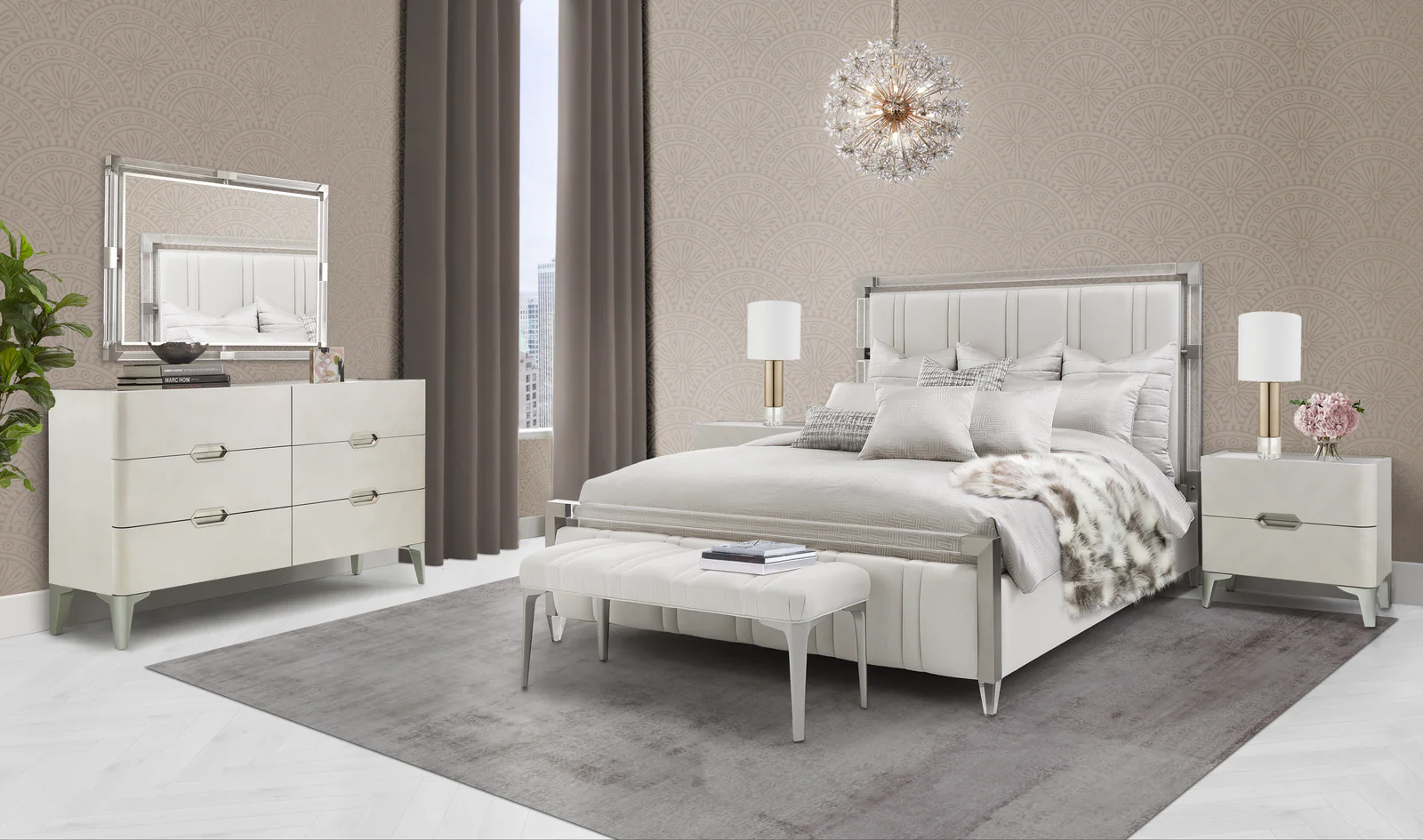 Michael Amini Penthouse Short Panel Bed - Ash Gray - Image 8