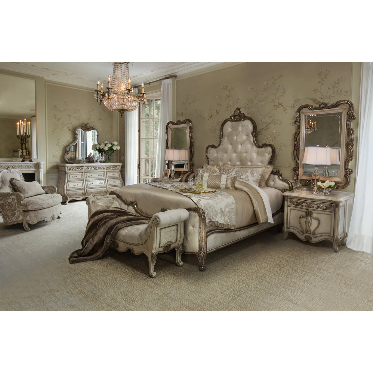 Michael Amini Platine De Royale Champagne Panel Bed - Image 3