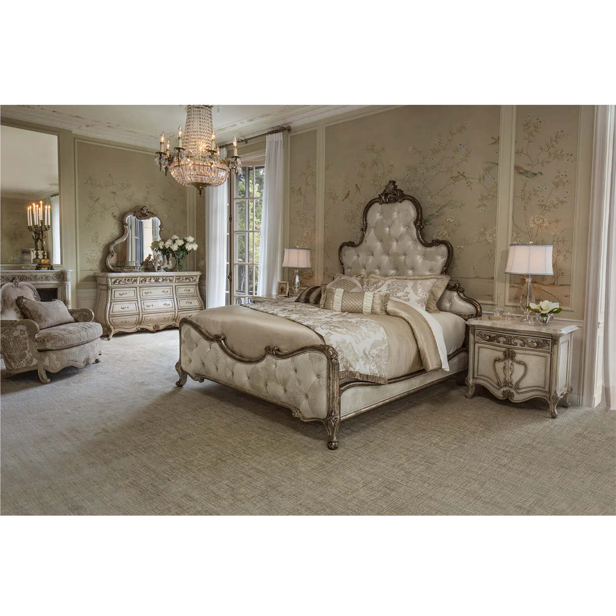 Michael Amini Platine De Royale Champagne Panel Bed - Image 4