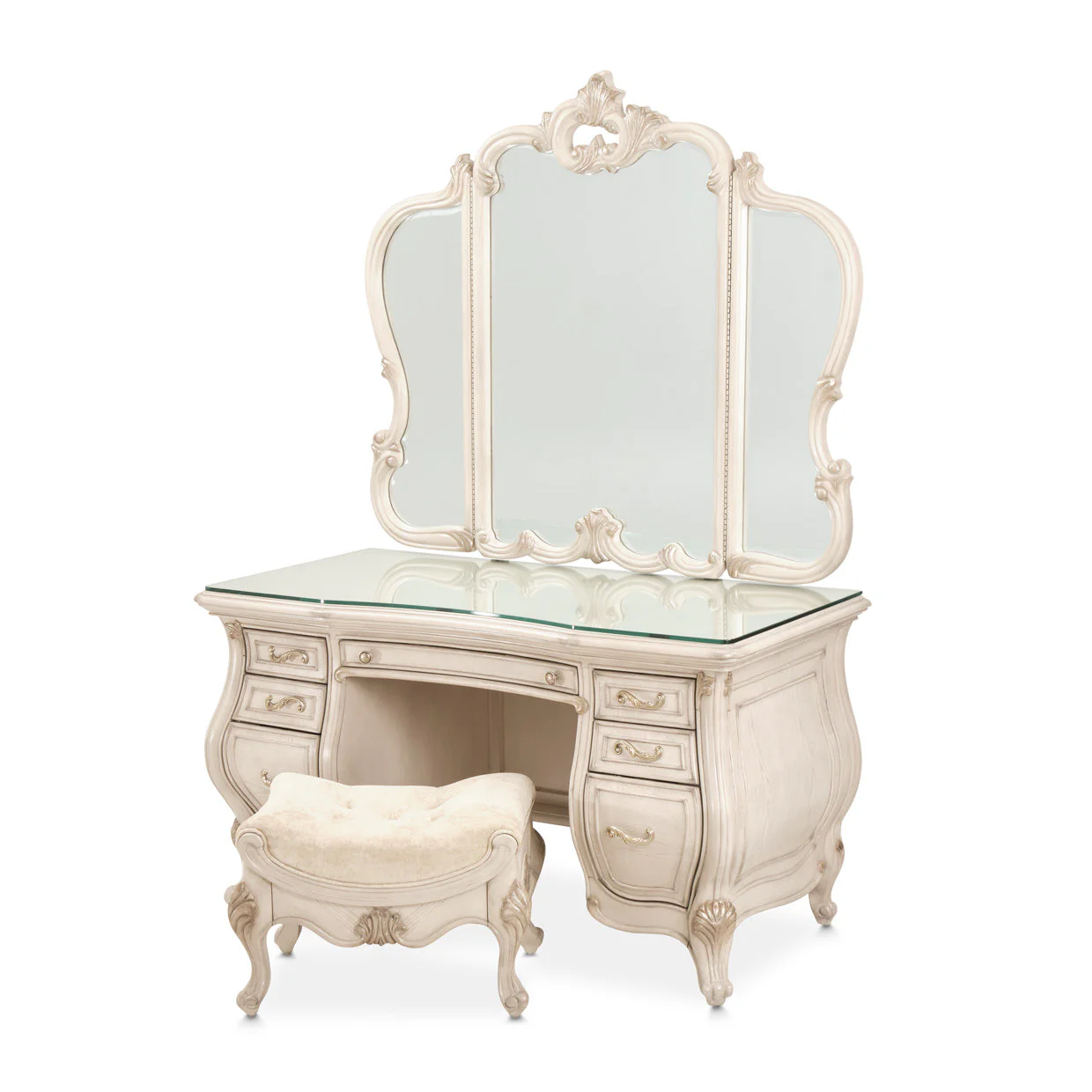Michael Amini Platine De Royale Champagne Vanity/Desk - Image 4