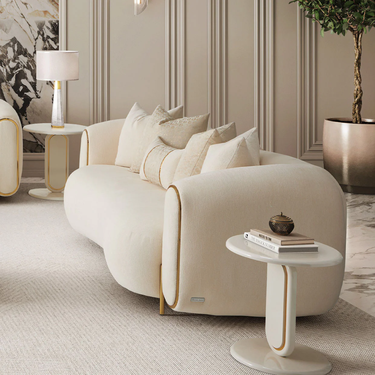 Michael Amini Sassani Loveseat Crepe Gold - Image 19
