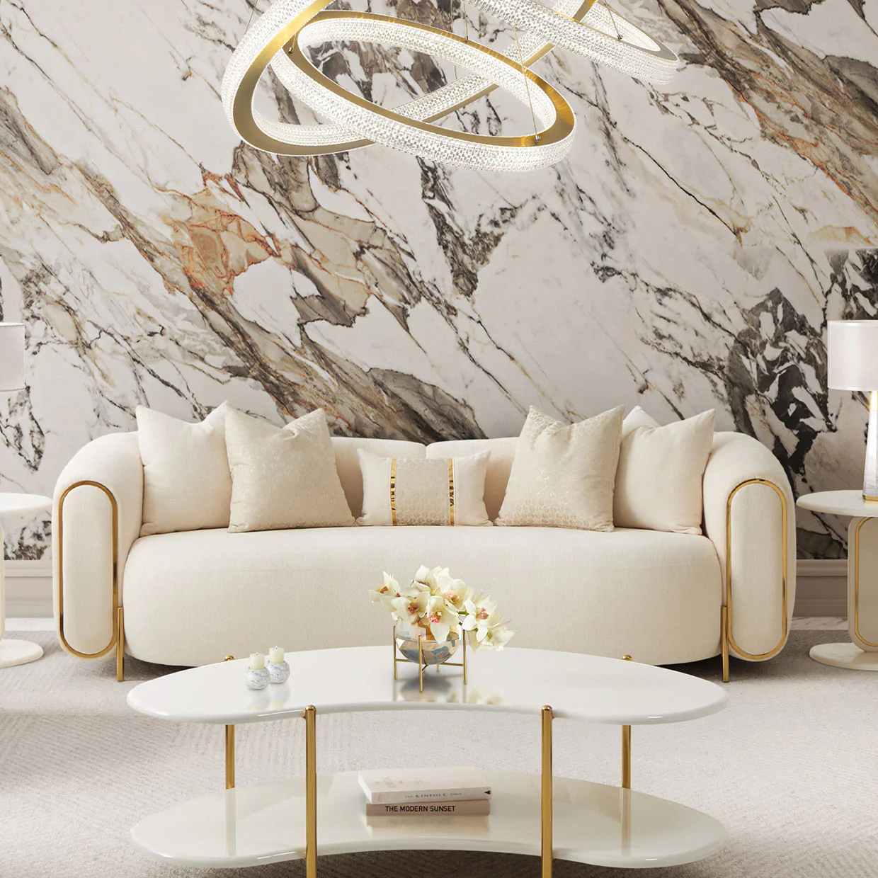 Michael Amini Sassani Sofa Crepe Gold - Image 16