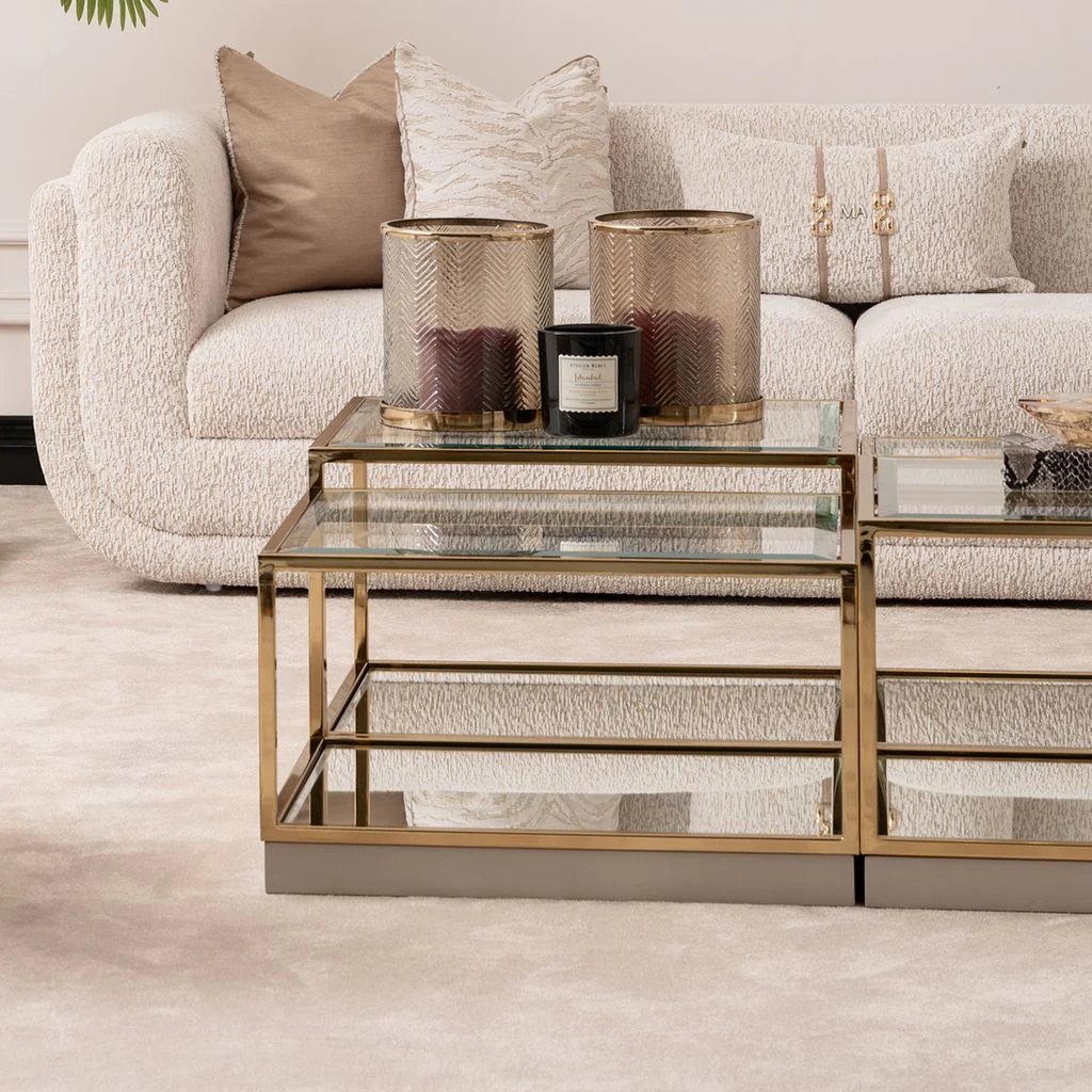 Michael Amini Savannah Breeze Short Cocktail Table, Set of 2 - Bright Gold - Image 3