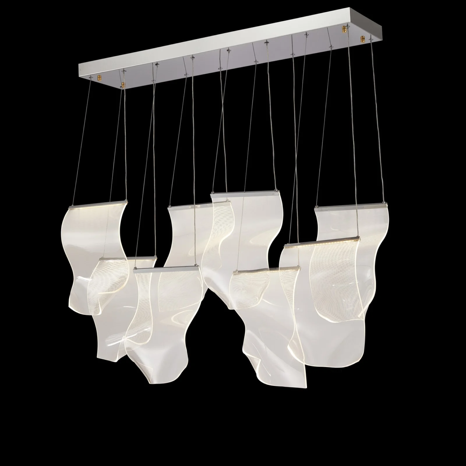 Michael Amini Sheer Waves 8 Light Rect. LED Chandelier - Chrome - Image 2