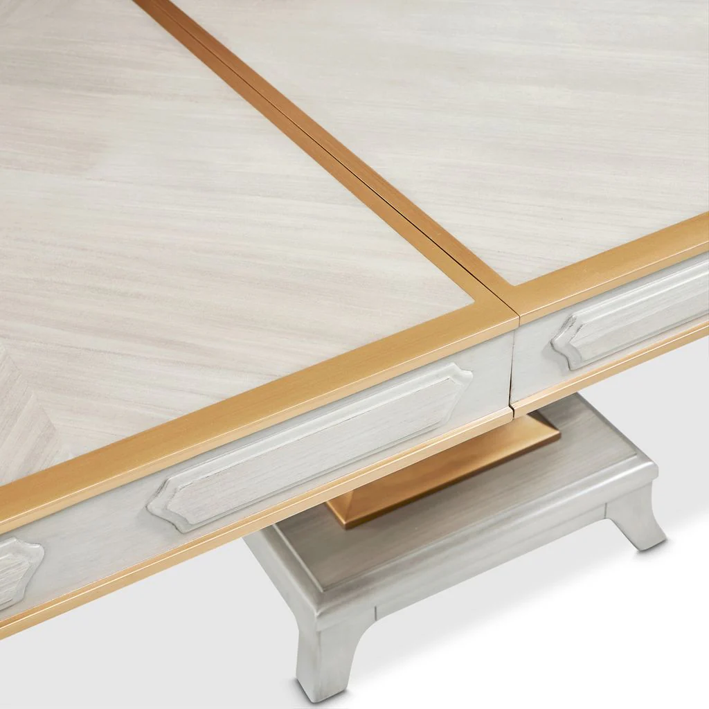 Michael Amini St. Charles Double Pedestal Dining Table -  Dove Gray - Image 10