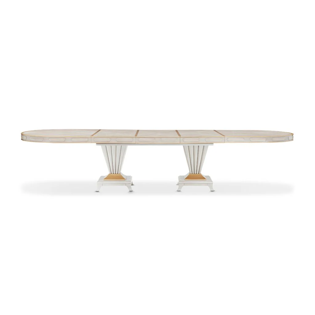 Michael Amini St. Charles Double Pedestal Dining Table -  Dove Gray - Image 2