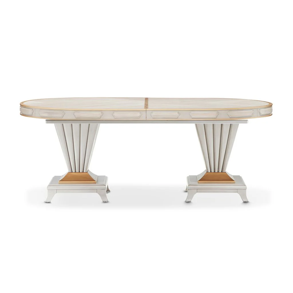 Michael Amini St. Charles Double Pedestal Dining Table -  Dove Gray - Image 5
