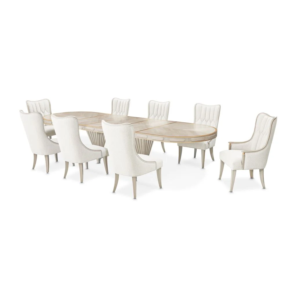Michael Amini St. Charles Double Pedestal Dining Table -  Dove Gray - Image 6