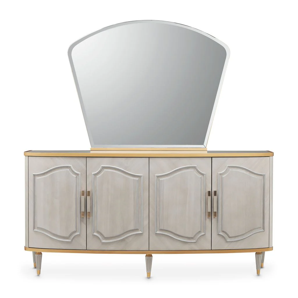 Michael Amini St. Charles Sideboard & Mirror - Dove Gray - Image 2
