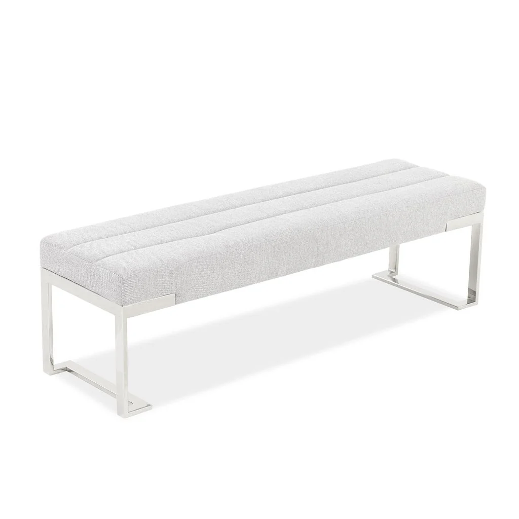Michael Amini Tulip Accent Bench - Gray/Chrome - Image 2