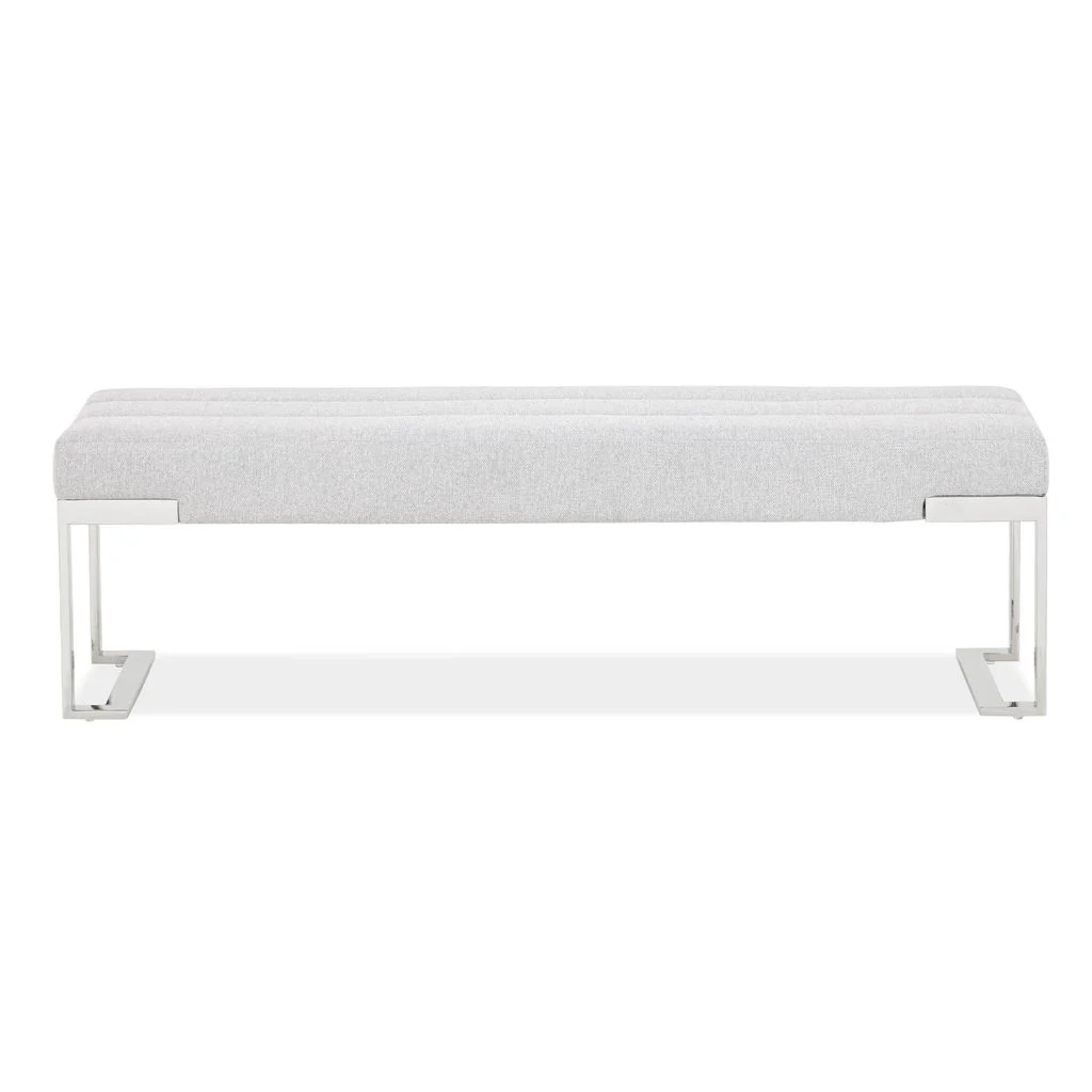 Michael Amini Tulip Accent Bench - Gray/Chrome - Image 3