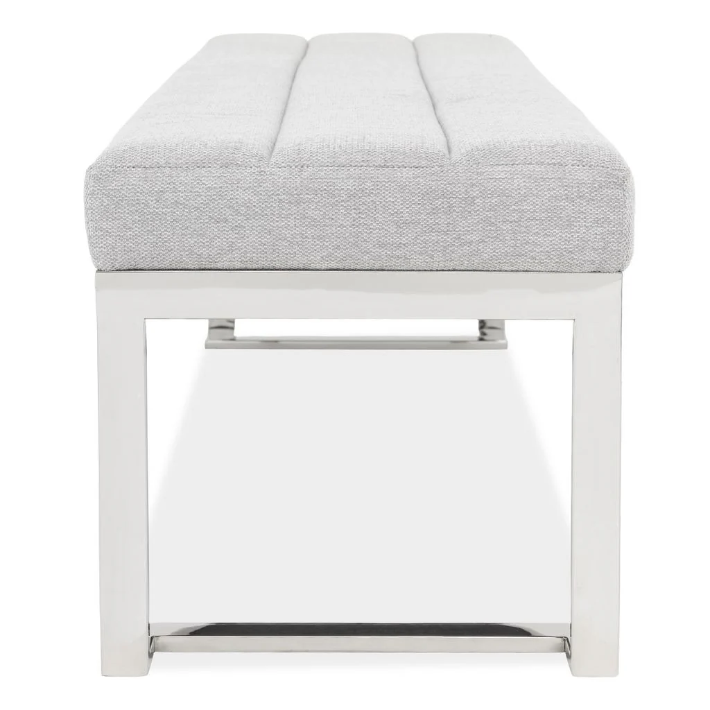 Michael Amini Tulip Accent Bench - Gray/Chrome - Image 4