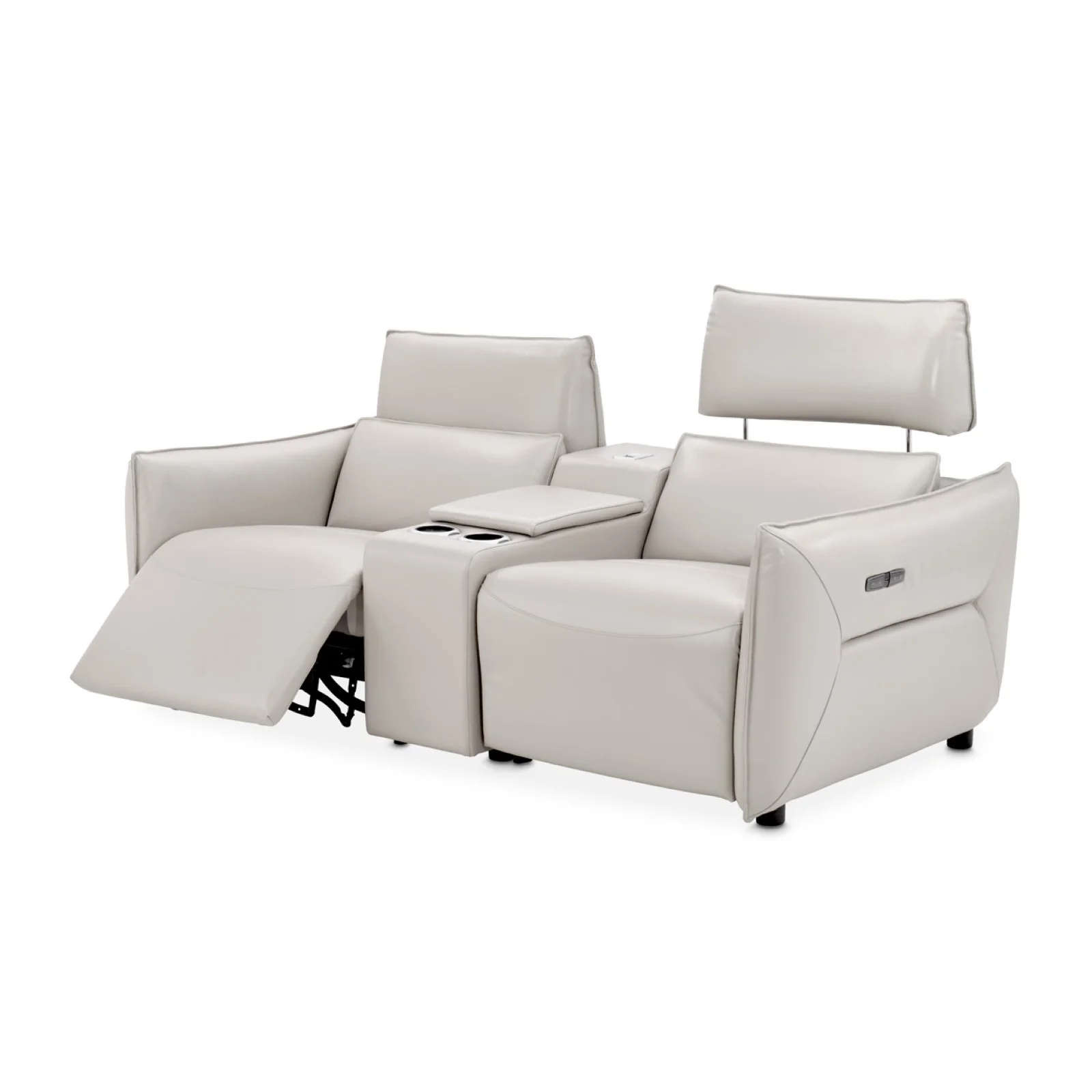 Michael Amini Verona 3-Piece Sectional with Storage Console - Light Gray - Image 2